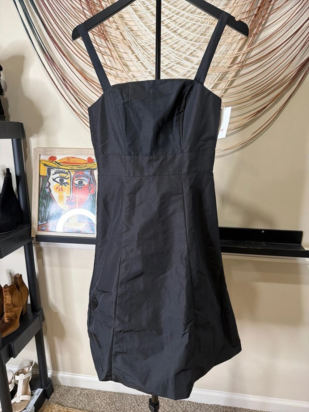 H&M black square neck dress fit, and flare NWT 4 2813